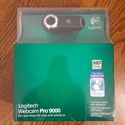 Logitech HD Webcam Pro 9000 HD 720p Recording VGA Video Call Open Box - Image 1 of 4