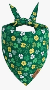 Dog Bandanna XL Clover Green Yellow Clovers Patterned St Patrick’s Day Holiday - Picture 1 of 6