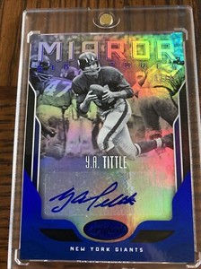 2017 Panini Certified YA Tittle Mirror Signatures Mirror Blue Auto #/40 Giants