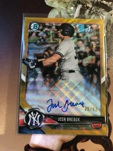 Bowman Chrome Josh Breaux 2018 automático radiocontrol Gold Wave ref/50 autógrafo novato Yankees - Imagen 1 de 2