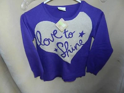 Suéter Crazy 8 Love to Shine púrpura con corazón dorado 5-6 S pequeño nuevo con etiquetas alto bajo Foto 1 de 3