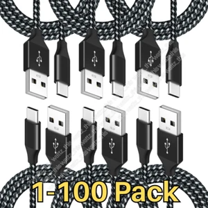 Bulk Lot 10ft USB Type C Fast Charger Cable Charging Cord For Samsung S8 S9 S10 - Picture 1 of 10