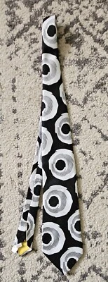 Vintage 1960s Black And White John Fredrics Tie - Image 1 of 4
