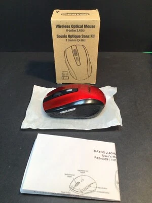 Wireless Optical Mouse 6 Button 2.4 GHz, Red, Purple, Or Black By Raygo - Image 1 of 4