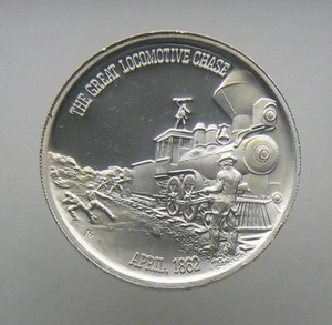 26,2 g Silbermedaille Lincoln Mint Geschichte des Bürgerkriegs - TOLLE LOKVERFOLGUNGSJAGD - Bild 1 von 2