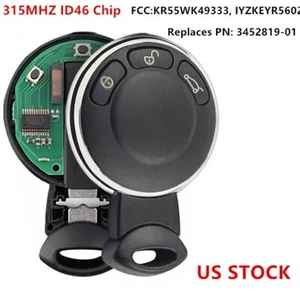 Llavero remoto inteligente de 3 botones para Mini Cooper KR55WK49333 2006 2007 2008-2014 - Imagen 1 de 6