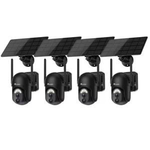 Ctronics 4PCS 2K 3MP Solar Security Camera Wireless Outdoor, 360°View PTZ Camera