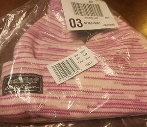 NEW! Eddie Bauer Beanie Pom Hat - Pink Stripes - S/M - FREE SHIP! - Picture 1 of 3