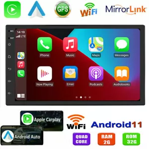 7" Android 10 Double 2 Din Car Stereo 4Core 2+32G Radio GPS Wifi 4G OBD2 Carplay - Picture 1 of 21