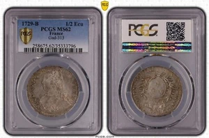 Louis XV - 1/2 Ecu 1729 Rouen - PCGS MS62 TOP POP - Picture 1 of 1