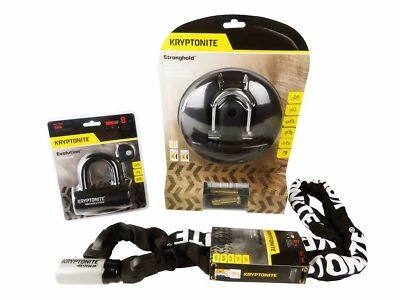 Kryptonite Stronghold Above-ground with E4 Disc Lock and 915 Integrated Chain - Image 1 of 4