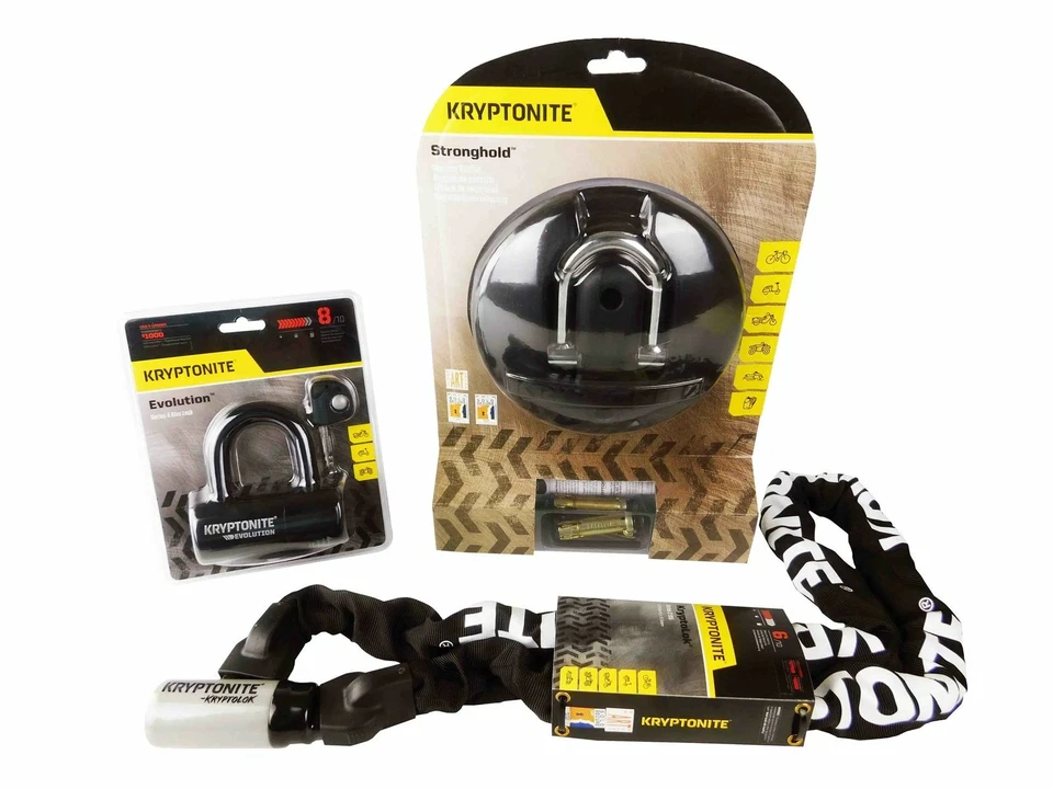 Kryptonite Stronghold Above-ground with E4 Disc Lock and 915 Integrated Chain - Image 1 of 4