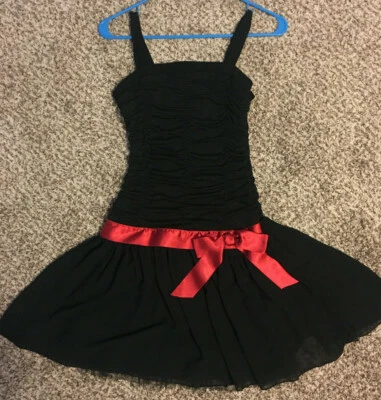 Girls Dress Size 14 Amy's Closet Black Red Bow Used Once - Image 1 of 4