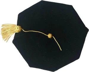 Doktoratsabschluss Tam Unisex schwarz Samt 8-seitig mit Goldbarren Quaste Sat - Bild 1 von 12