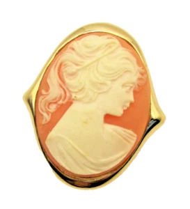Vintage signierte Faberge Kamee oval goldfarbene Brosche Anstecknadel Anhänger guter Zustand - Bild 1 von 11