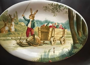 Colección Artesanal Rae Dunn por Magenta Estilo Antiguo Conejito de Pascua 8" Plato Ovalado - Imagen 1 de 5