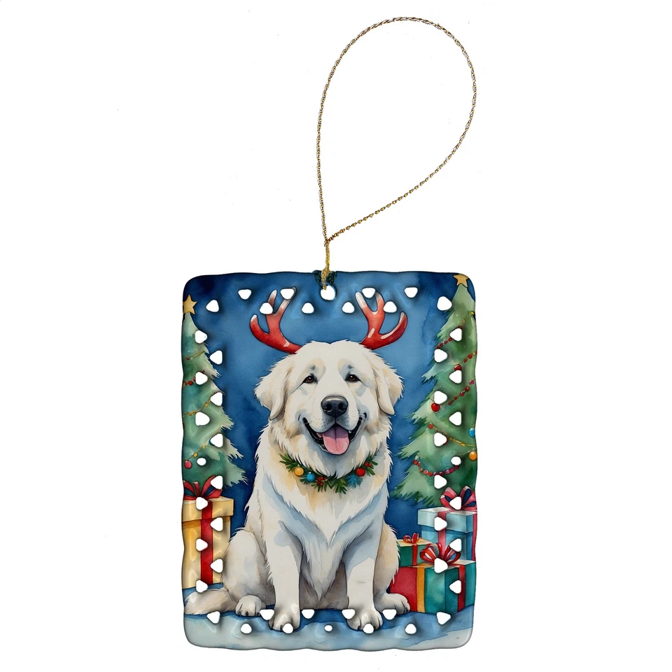 Caroline's Treasures Great Pyrenees Navidad Reno Porcelana Adorno Foto 1 de 3