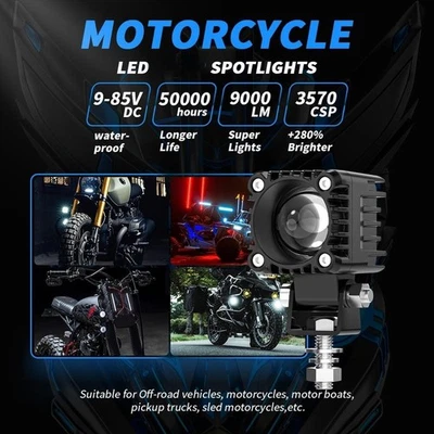 LED Motorcycle Spotlights 13W 1700LM Headlight Fog Lamp for Trailer and Bus - Image 1 of 4
