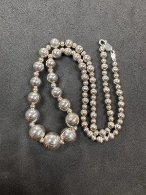 "Lote de joyería de 19"" cadena bola graduada vintage de plata de ley 925 23,8 g C" Foto 1 de 4