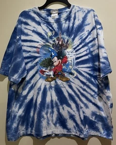 Four Parks One World Walt Disney Word Blue & White Tie Dye T-Shirt ~ Size XXL - Picture 1 of 5