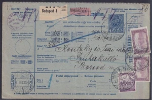 75174) Ungarn BUDAPEST 1918 Nachnahme-Paketkarte nach SZUHA KALLO - Picture 1 of 2