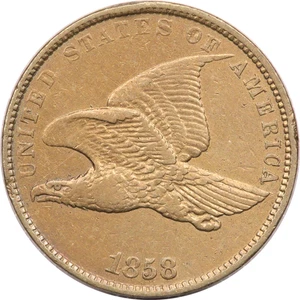 1858 Aquila volante centesimo 1C, circa non circolata AU, pulita - Foto 1 di 2