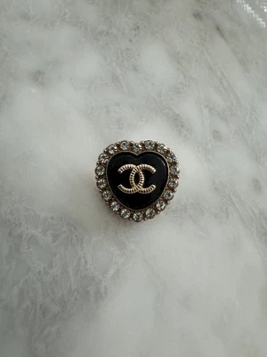 chanel Heart Button Rhinestone Black Stamped - Image 1 of 2