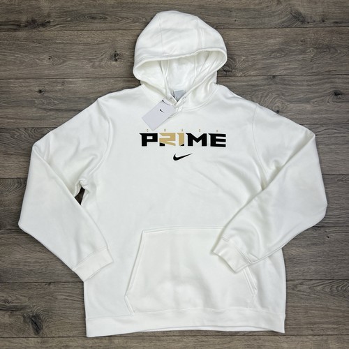 Felpa con cappuccio Nike in pile taglia XL uomo bianca Coach Prime Club pullover