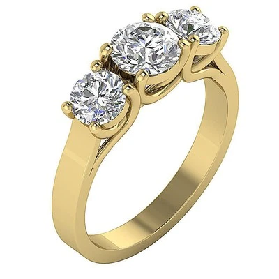 2.20 Ct Natural Diamond Three Stone Engagement Ring For Women 14K Gold Prong Set - Image 1 of 4