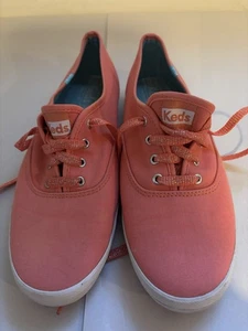 Keds Size 9.5 Coral Canvas Ribbon Glitter Comfort Flats Shoes Sneakers - Picture 1 of 7