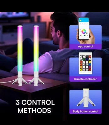 LED Desktop Lamp Set Of Two, Multi Color With Remote And App - Image 1 of 2