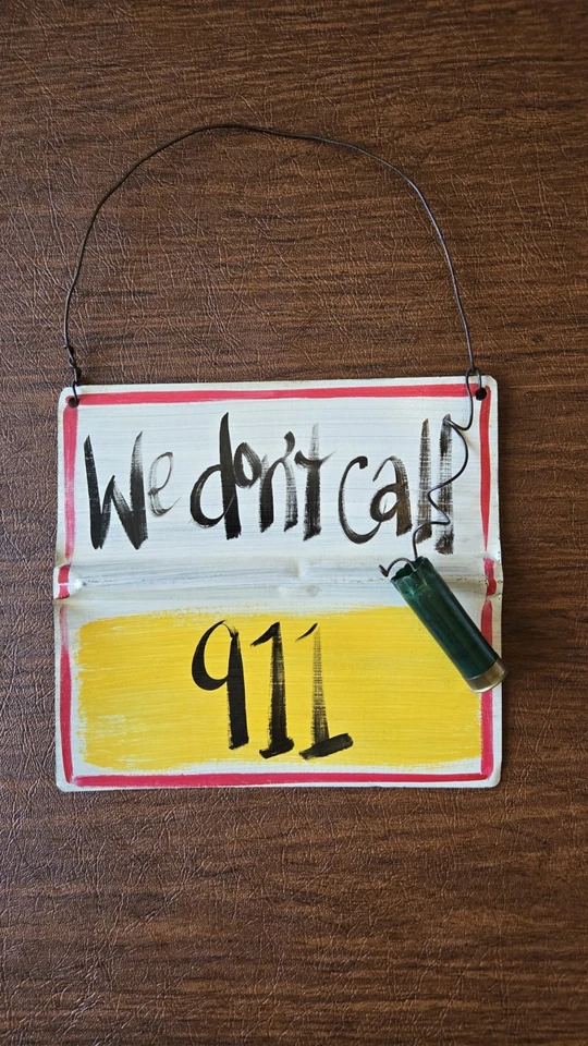 No Trespassing Sign WE DON'T DIAL 911 Security Gun Shot Sign - Image 1 of 2