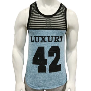 NWT FASHION LUXURY SUMMER WITH CLEAR MESH MEN'S GYM WORKOUT TANK TOP SIZE S - Picture 1 of 3
