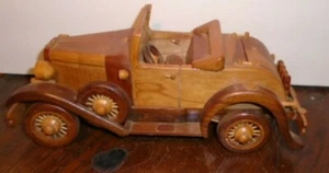 1930 DODGE CONVERTIBLE NOT A CHILDS TOY V RARE VERY DETAILED WOOD HAND MADE CAR - Picture 1 of 12