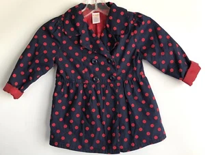 Gymboree Toddler Girls Navy And Red Polka Dot Coat Jacket Size XS (3-4)  - Picture 1 of 4