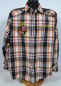 Camisa Red Ape 2XL Para Hombres Negra A Cuadros Abotonada Logotipo Bordado Ropa de Calle - Imagen 1 de 12