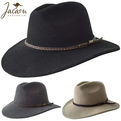 JACARU Australian Wool Fedora Hat Outback 100% WOOL Crushable Travel 1847 - image 1 of 4