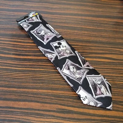 Corbata de seda blanca y negra Disney Mickey Donald Goofy Pluto de colección nueva nueva en stock Foto 1 de 4