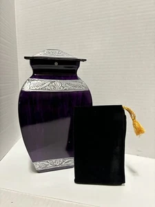 Large Cremation Urn Textured Purple 11" Open Box - Picture 1 of 16