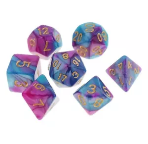 7 lila blaue Würfel Set Polyedrisch dunkel DND RPG Brett Tischspiele Fantasie D&D - Bild 1 von 1