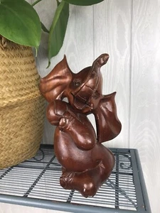 Vintage Wooden Hand Carved Elephant Figure Mid Century Modern Phillipines - Picture 1 of 9