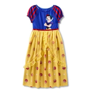 Disney Snow White Girl's Dress-Up Satiny Tulle Apple Print Nightgown, Gown - Picture 1 of 3
