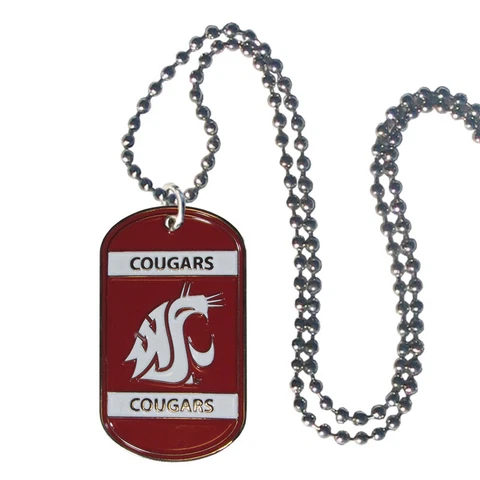 SIX - Washington State Cougars Dog Tag Style Engravable Necklace - NEW Cover