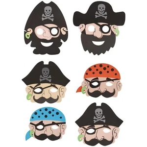 6 x PIRATE Fancy Dress Face Mask | Boys Girls EVA Foam Mask | Kids Party Costume - Picture 1 of 13