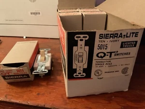 (5)Vintage Sierra-Lite Q-T lighted 20A 120V Sngl P Switch 5015 ivory (S-1246) - Picture 1 of 2