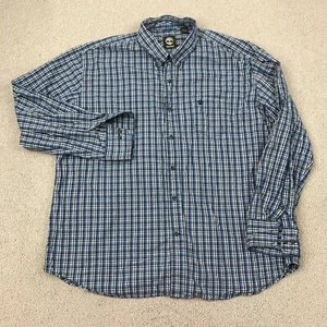 Timberland Button-Down Shirt Men's 2XL Long Sleeve Blue Plaid - Picture 1 of 7