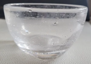 Clear Blown Glass 3.5" Round 2" Deep Air Bubbles Dessert Ice Cream Votive Cute - Picture 1 of 6