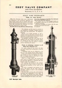 1937 Two Page Print Ad Eddy Valve Co Fire Hydrants Waterford New York - Picture 1 of 2