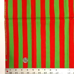 Red Green Stripes Olivia Dreams Big Ian Falconer Andover Cotton Fabric 1 YD x44" - Picture 1 of 10