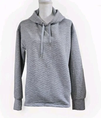 NUEVO CON ETIQUETAS Jones New York Gris Chevron Bolsillos Deslizantes Agujero para el Pulgar Gris Sudadera con Capucha Pequeña Precio de venta sugerido por el fabricante $62 Foto 1 de 4